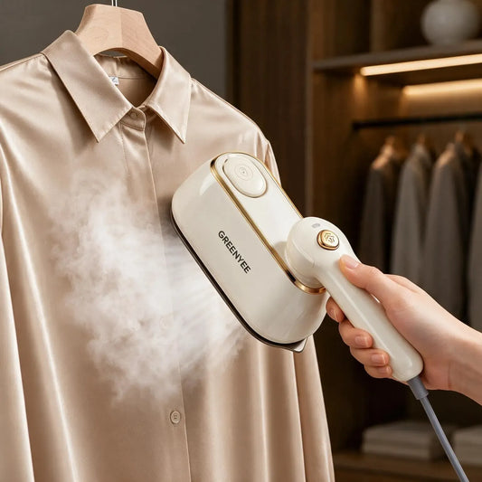 2-in-1 Garment Steamer & Iron, 5s Fast Heat-Up, 120V Input, Ceramic Soleplate, Large Iron Plate, One-Touch Operation, Powerful Steam, Foldable Handle, Compact Portable Steamer for Home & Travel