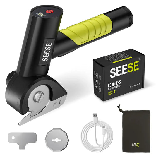 Rechargeable Cordless Electric Scissors, Electric Cardboard Box Cutter with 2 Safety Blades & Storage Pouch - Cuts Cardboard, Leather, Fabric, and Plastic backtoschool